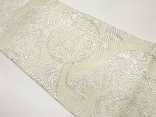 鼓に毘沙門亀甲模様織出し袋帯